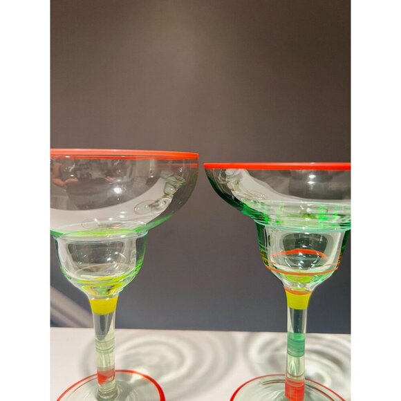 Hand Blown Mexican Margarita Glasses Set of 2 | Artisan Fiesta Glassware - Picture 4 of 5